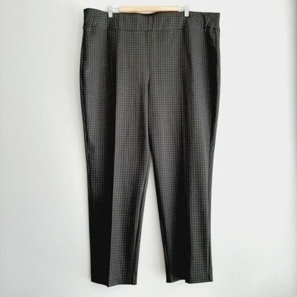 LAURA PLUS / Houndstooth Pull-on Comfy Dress Pants Gray & Black Sz 22 - Picture 2 of 9